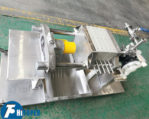 Small Scale Membrane Filter Press for Laboratory Featuring Manual Hydraulic Operation and Corrosion Resistant Filter Plates