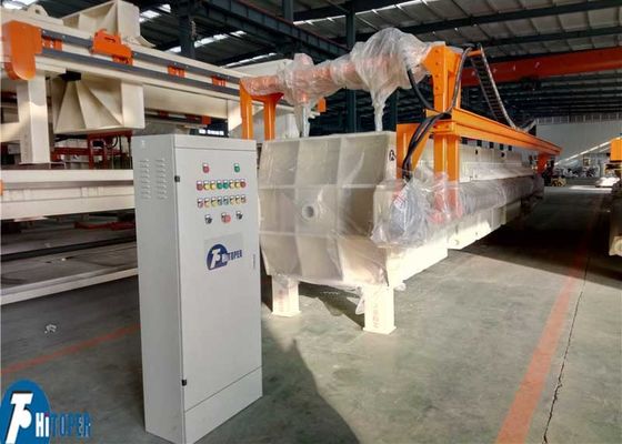 Industrial chamber filter press for chemical sludge dewatering producing high solids content and clear filtrate suitable for multiple industries