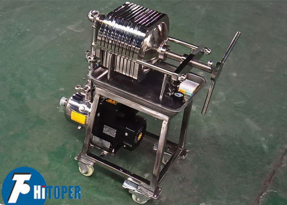Small Stainless Steel Sludge Filter Press Bottom Wheels Moving