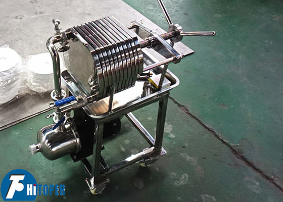 Small Stainless Steel Sludge Filter Press Bottom Wheels Moving