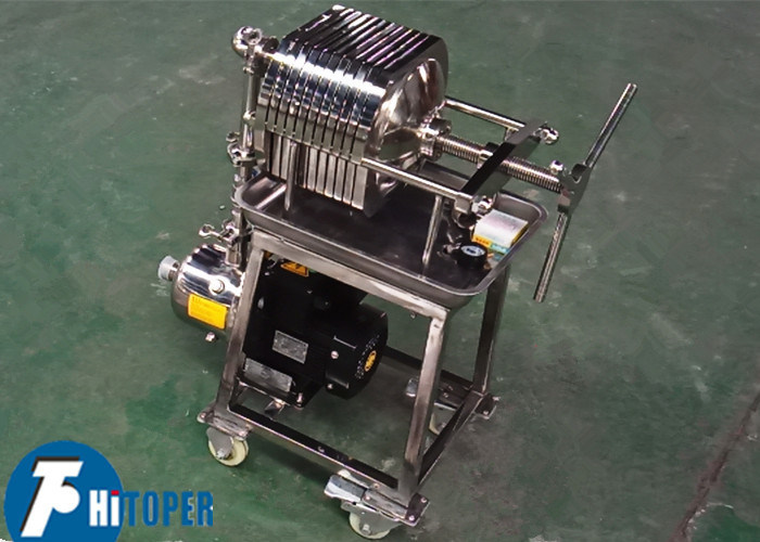 Small Stainless Steel Sludge Filter Press Bottom Wheels Moving
