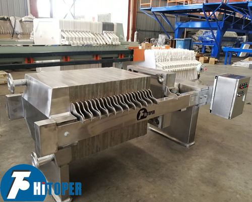 Filtre-presse en acier inoxydable SS304, presse-séparateur de type chambre avec groupe hydraulique et système d'exploitation guidé par PLC